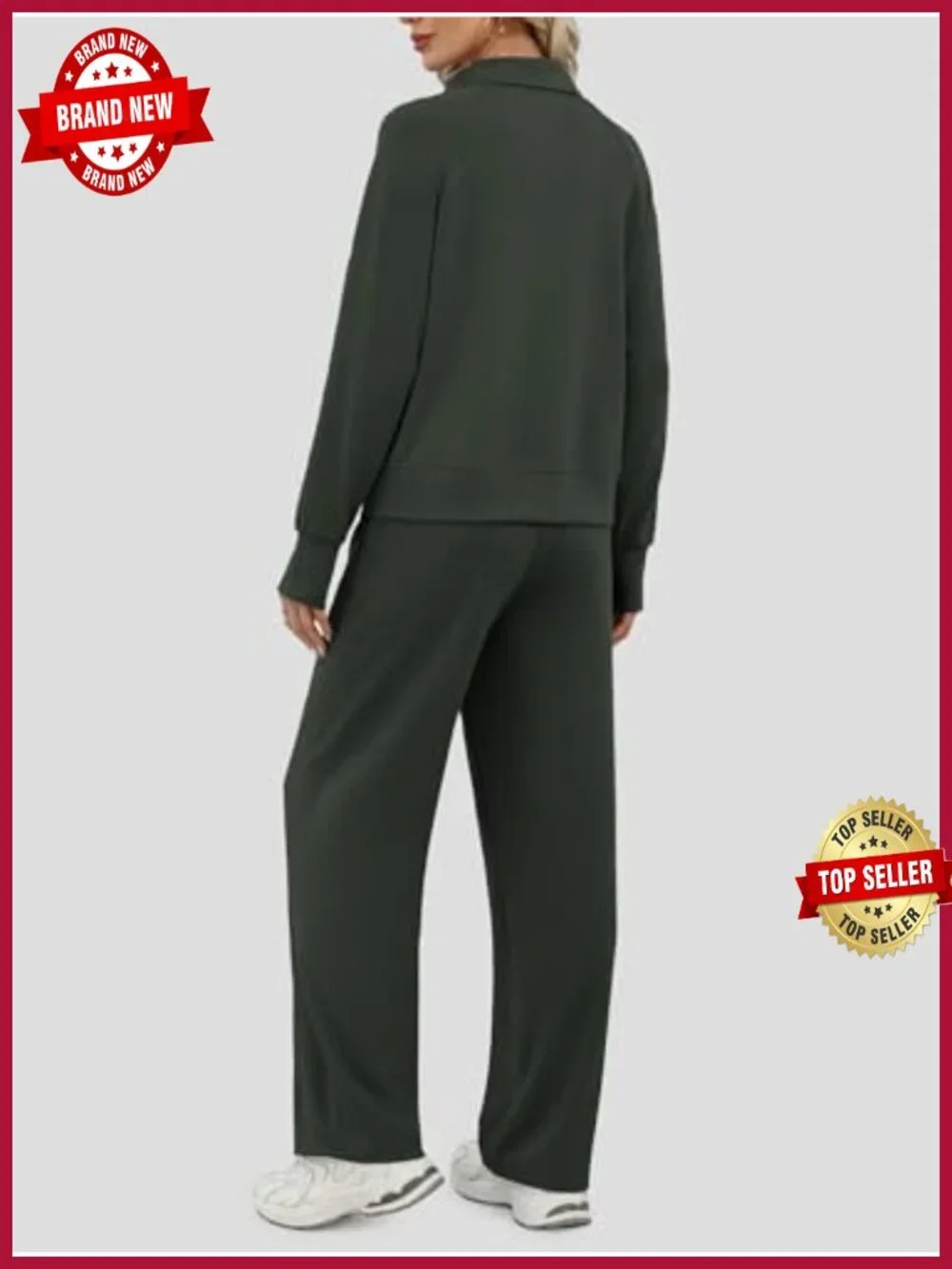 2 Piece Lounge Set Half Zip Sweatshirt Wide Leg Sweatpants Oversized Tracksuit